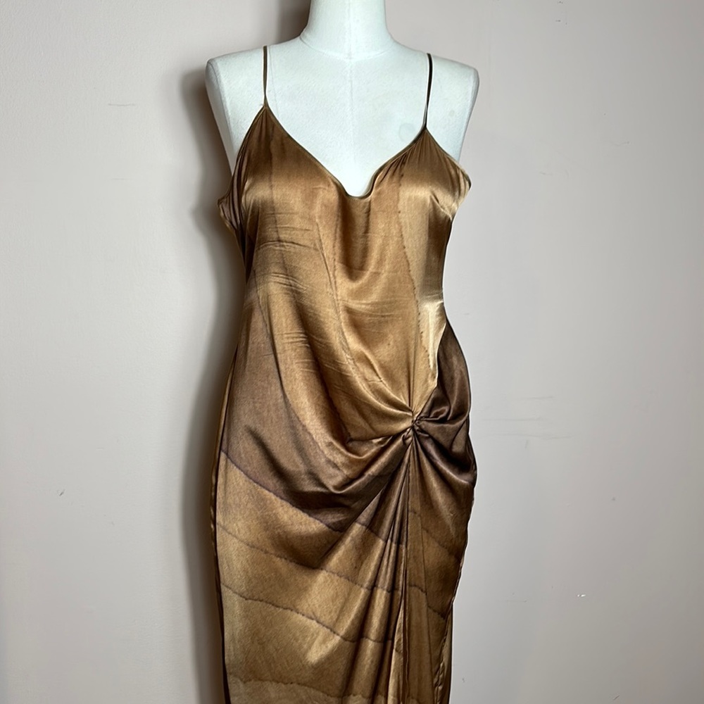 SKIMS Stretch Silk Sleep Slip Dress Brown size Small— $178